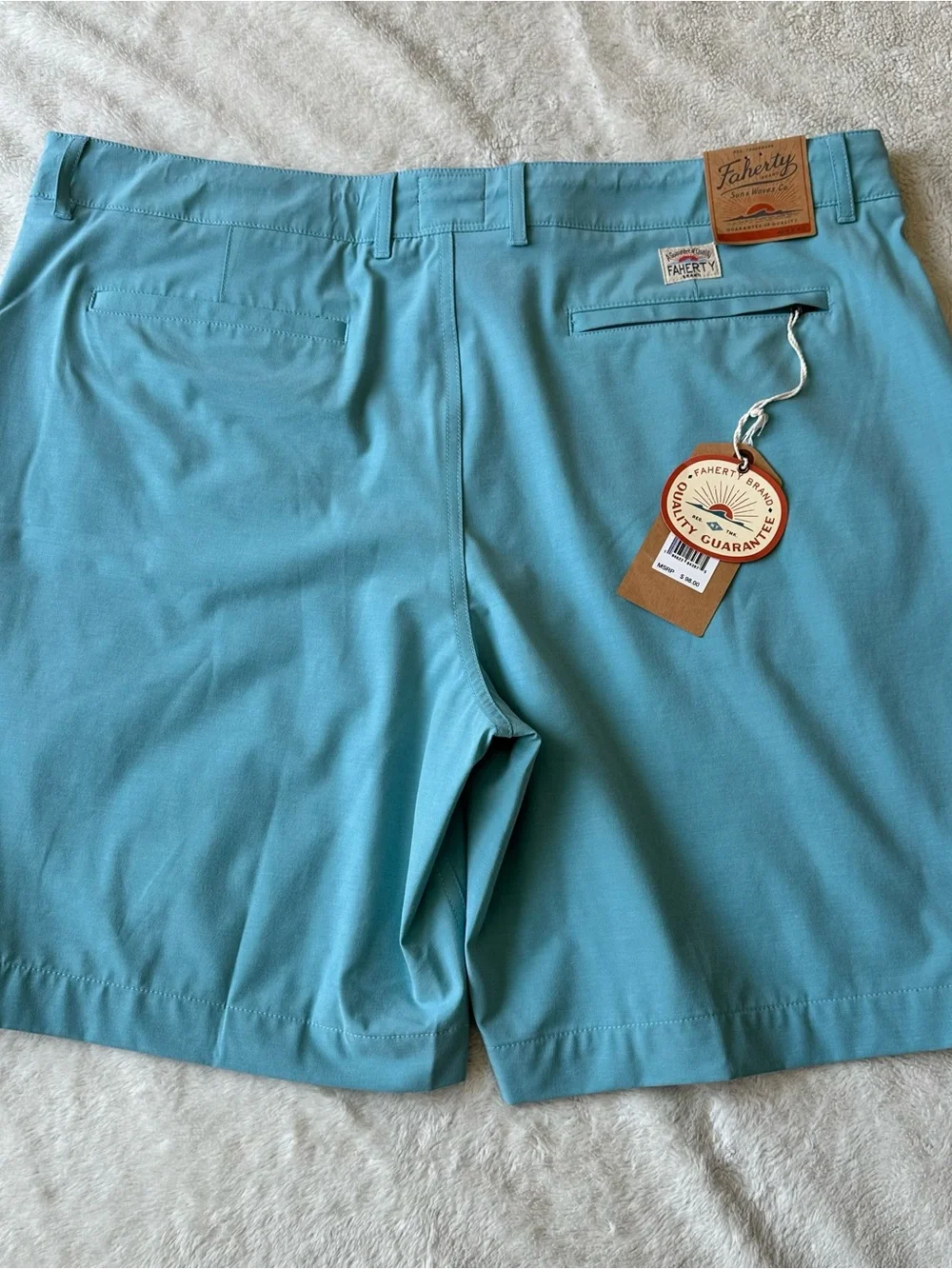 NWT Faherty All Day Shorts Mens sz 42 Belt Loop Turquoise Blue 9